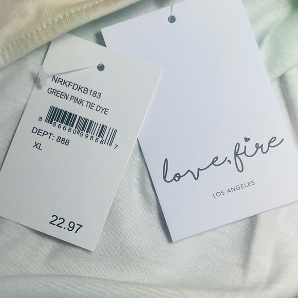 love,fire baby doll dress tiered sleeveless baby tie dye green pink Size XL - Picture 12 of 14